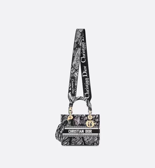 Túi Dior Medium Lady D-Lite Bag Black And White Plan