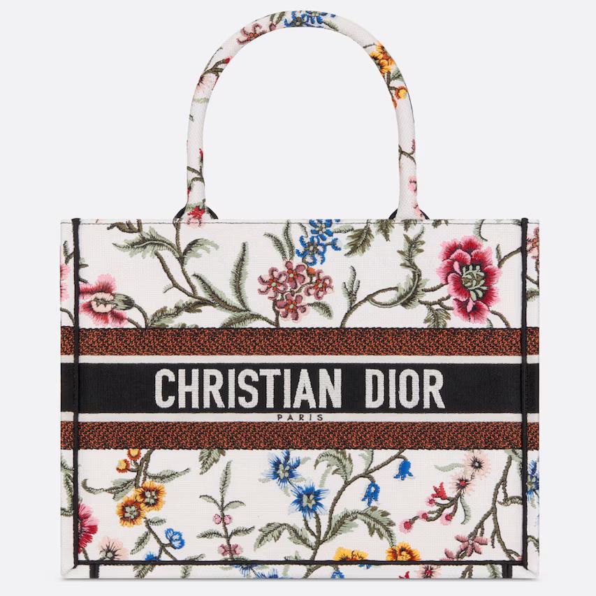 Túi Dior Medium Book Tote White Multicolor Dior Petite