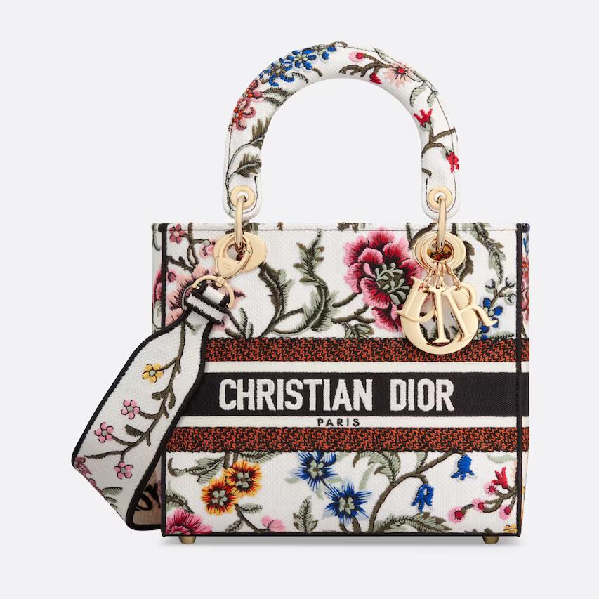 Túi Dior Medium Lady D-Lite Bag White Multicolor