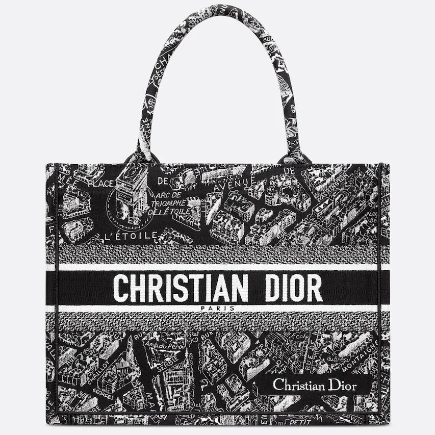 Túi Dior Medium Dior Book Tote Black And White Plan