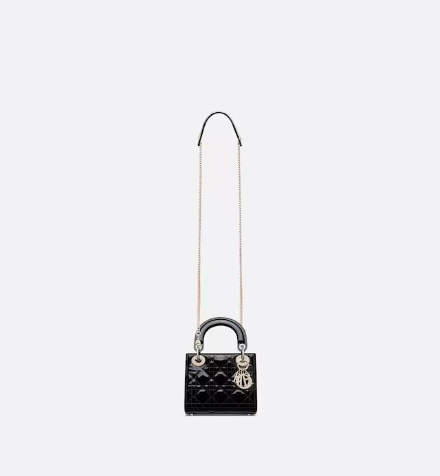 Túi Dior Mini Lady Bag Black Patent Cannage Calfskin