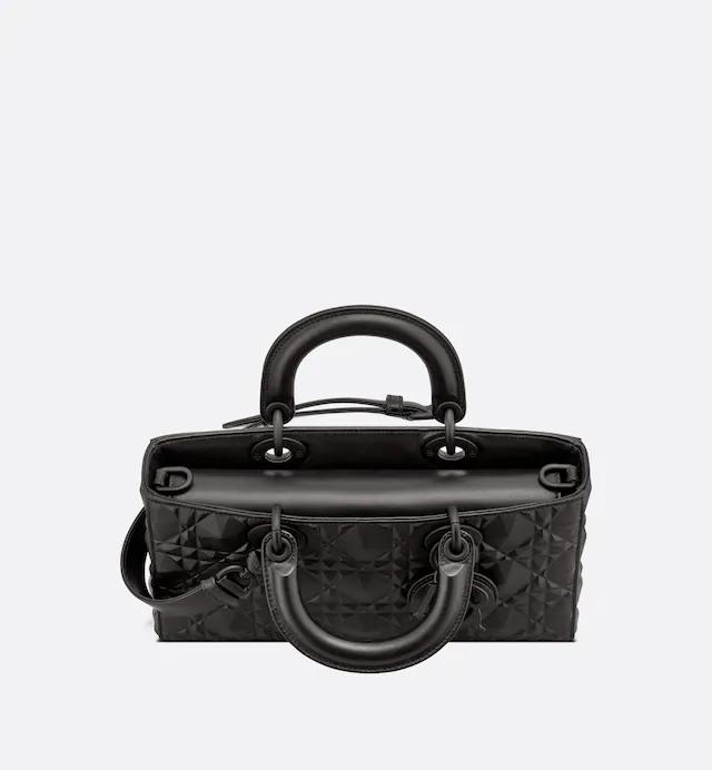 Túi Dior Medium Lady D-Joy Bag Black Cannage Calfskin With Diamond Motif