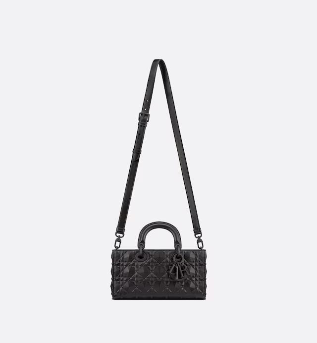 Túi Dior Medium Lady D-Joy Bag Black Cannage Calfskin With Diamond Motif