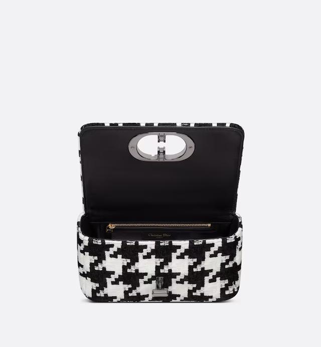 Túi Dior Small Dior Caro Bag Black And White Macro Houndstooth Fabric