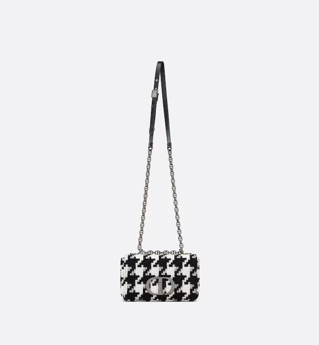 Túi Dior Small Dior Caro Bag Black And White Macro Houndstooth Fabric