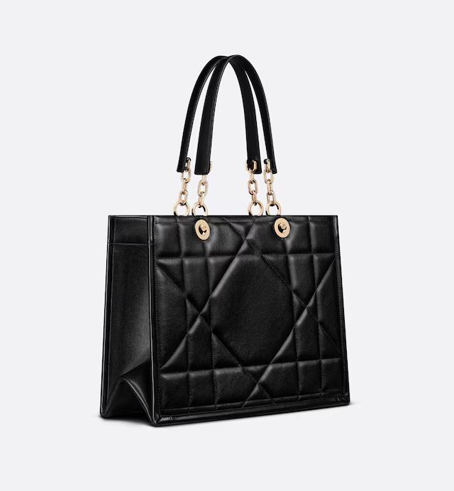 Túi Dior Medium Essential Tote Bag Black Archicannage Calfskin