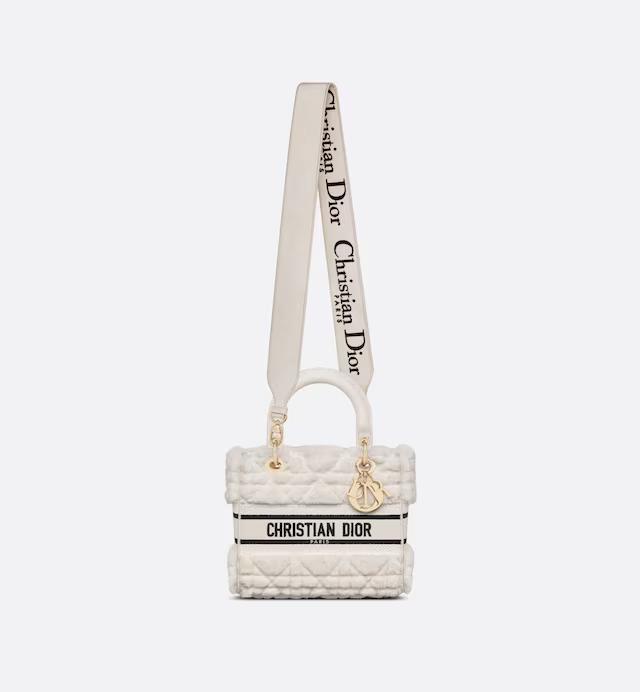 Túi Dior Medium Lady D-Lite Bag Latte Cannage Shearling