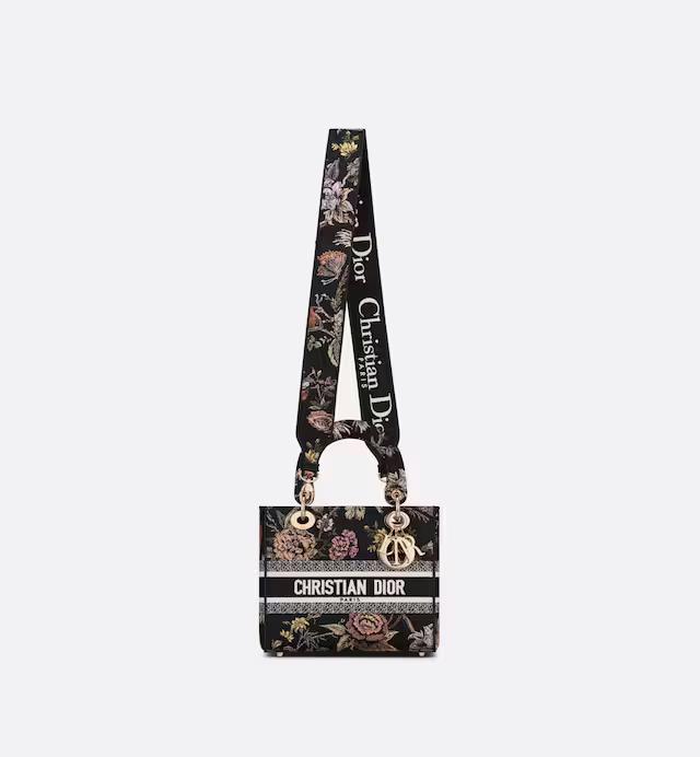 Túi Dior Medium Lady D-Lite Bag Black Multicolor Dior Jardin Botanique Embroidery