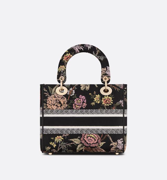 Túi Dior Medium Lady D-Lite Bag Black Multicolor Dior Jardin Botanique Embroidery