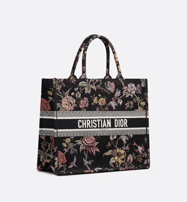 Túi Dior Large Dior Book Tote Black Multicolor Jardin Botanique Embroidery