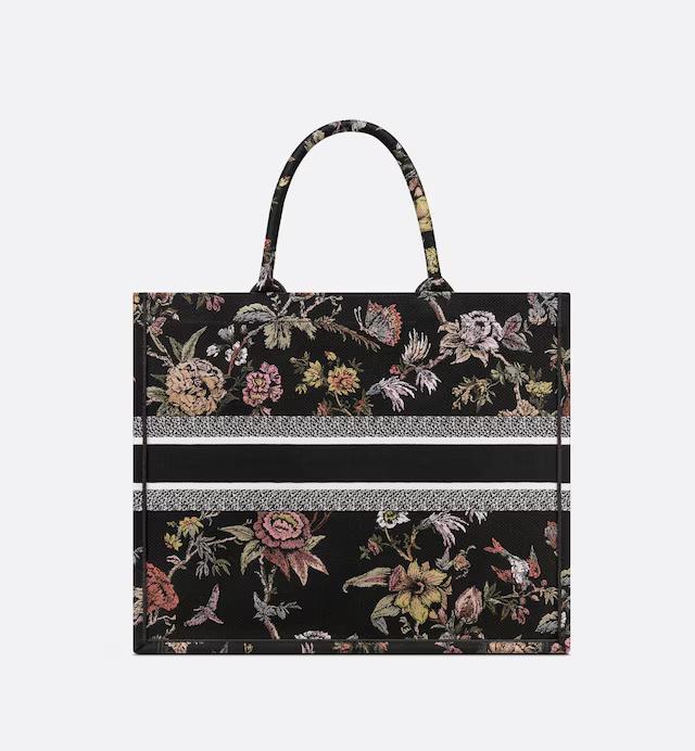 Túi Dior Large Dior Book Tote Black Multicolor Jardin Botanique Embroidery