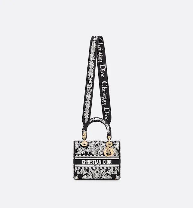 Túi Dior Medium Lady D-Lite Bag Black And White Ornamental