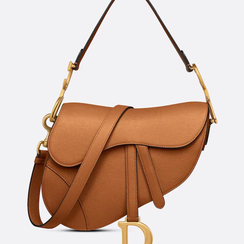 Túi Dior Saddle Bag With Strap Golden Saddle Grained Calfskin