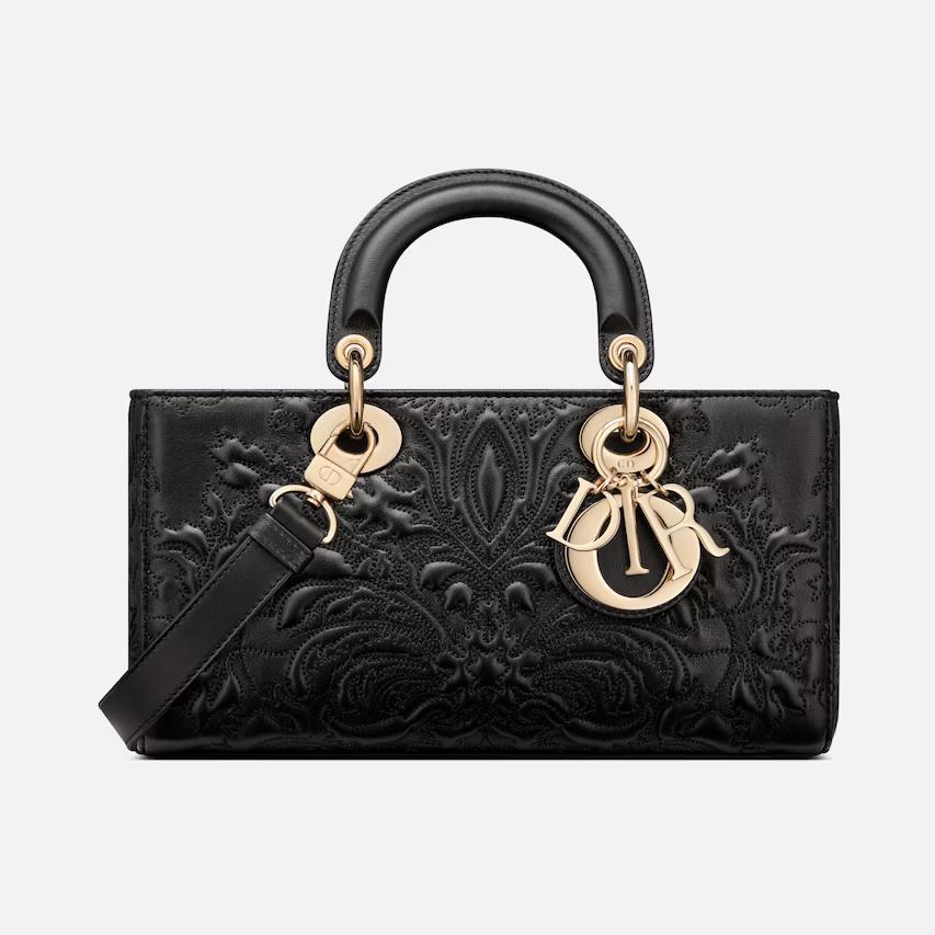 Túi Dior Medium Lady D-Joy Bag Black Quilted-Effect Lambskin