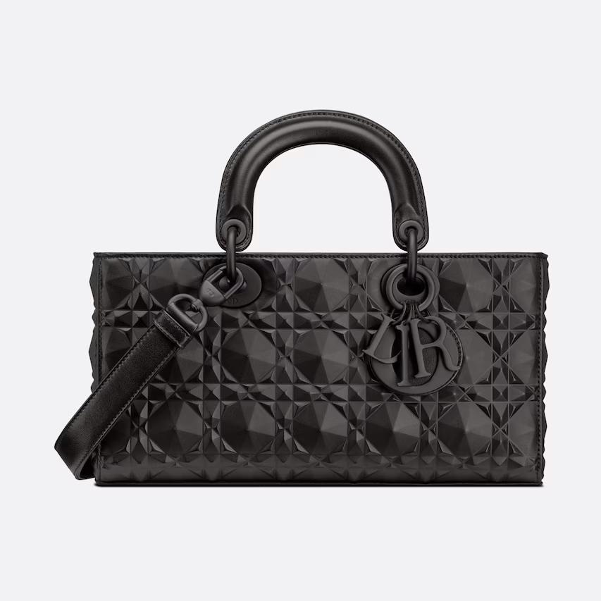 Túi Dior Medium Lady D-Joy Bag Black Cannage Calfskin With Diamond Motif