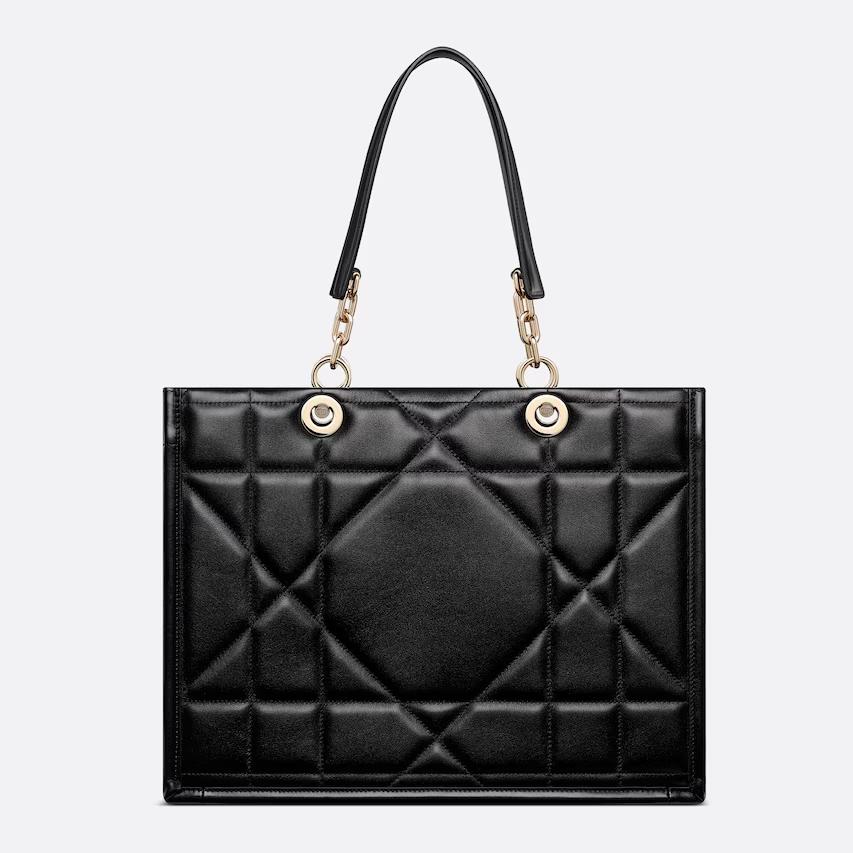 Túi Dior Medium Essential Tote Bag Black Archicannage Calfskin