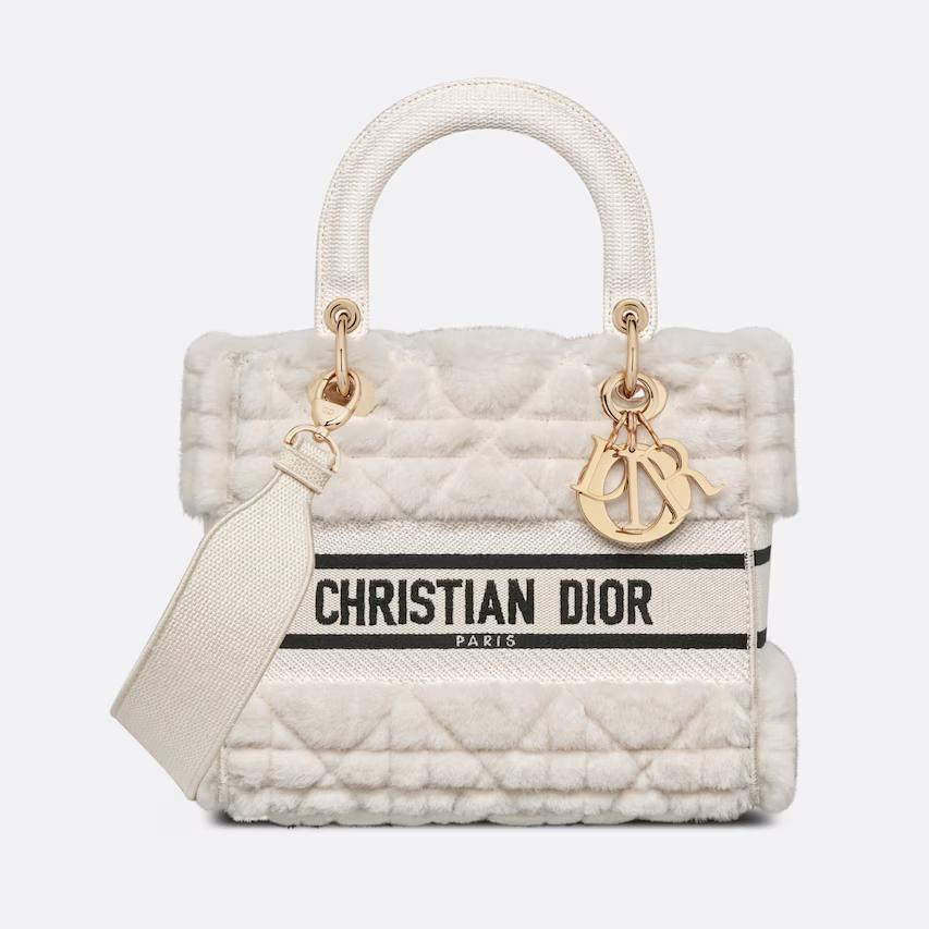 Túi Dior Medium Lady D-Lite Bag Latte Cannage Shearling