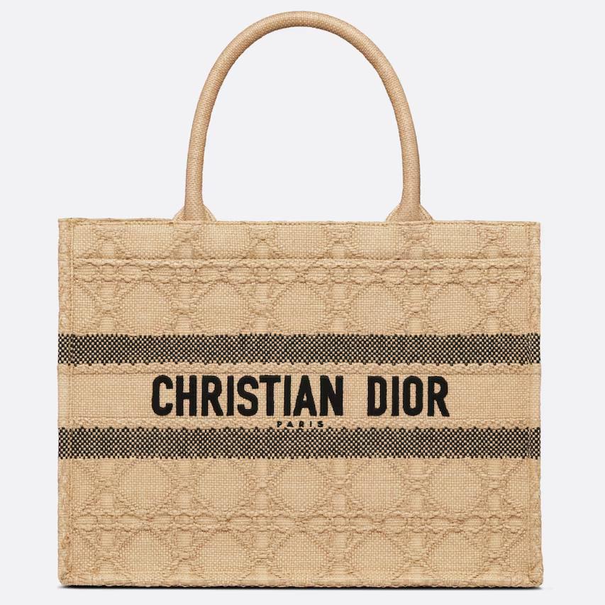 Túi Dior Medium Dior Book Tote Natural Cannage Raffia