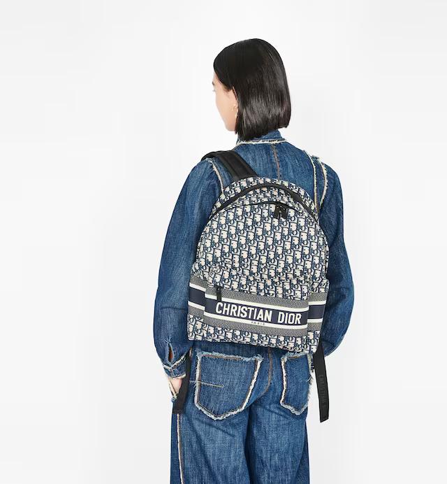 Túi Dior DiorTravel Backpack Blue Dior Oblique Jacquard