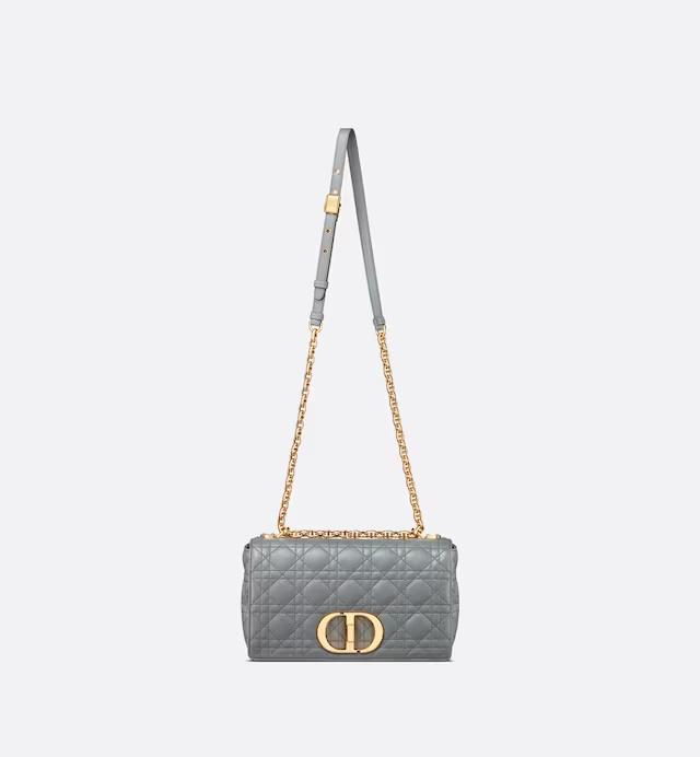 Túi Dior Medium Dior Caro Bag Stone Gray Supple Cannage Calfskin