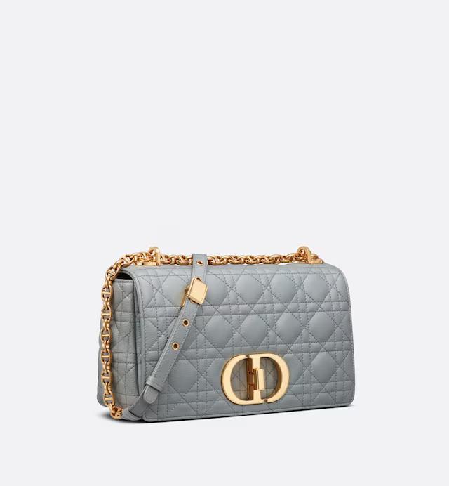 Túi Dior Medium Dior Caro Bag Stone Gray Supple Cannage Calfskin