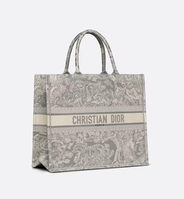 Túi Dior Large Dior Book Tote Gray And Ecru Toile De Jouy Reverse Embroidery