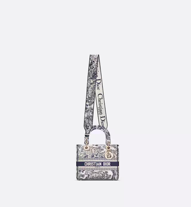 Túi Dior Medium Lady D-Lite Bag Blue Toile De Jouy Embroidery