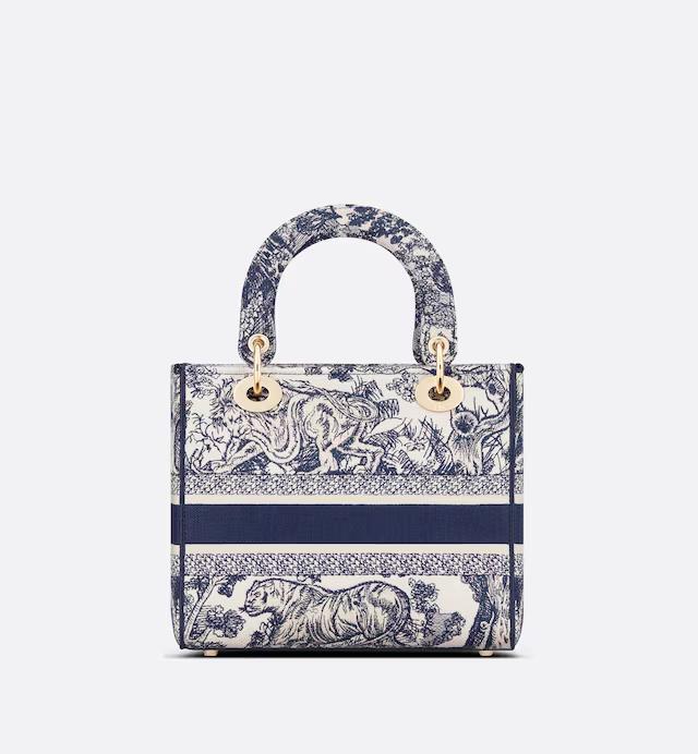 Túi Dior Medium Lady D-Lite Bag Blue Toile De Jouy Embroidery