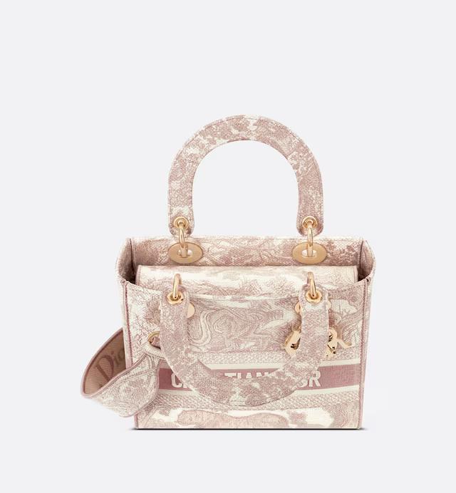 Túi Dior Medium Lady D-Lite Bag Rose Des Vents Toile De Jouy Embroidery