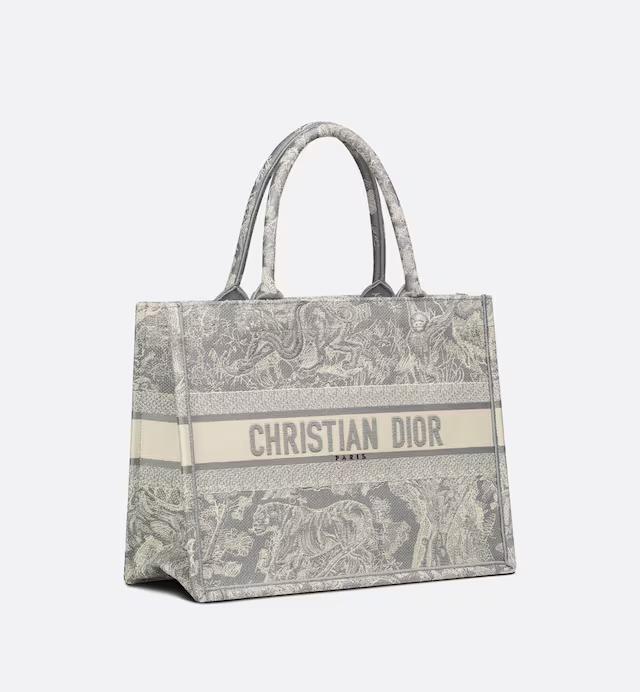 Túi Dior Medium Dior Book Tote Gray And Ecru Toile De Jouy Reverse Embroidery