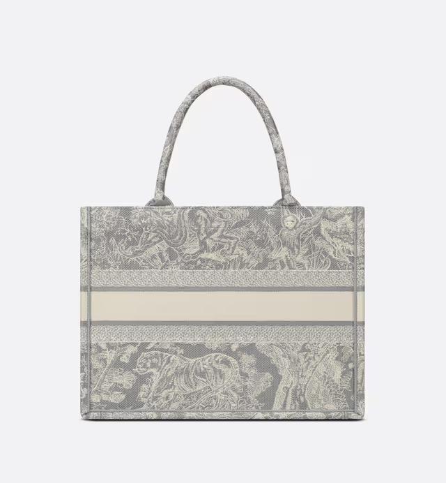 Túi Dior Medium Dior Book Tote Gray And Ecru Toile De Jouy Reverse Embroidery