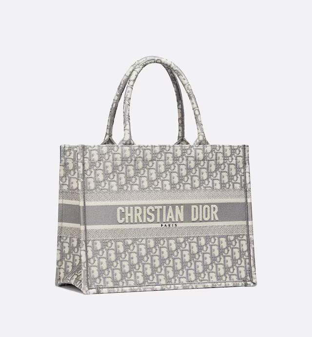 Túi Dior Medium Dior Book Tote Ecru And Gray Dior Oblique Embroidery