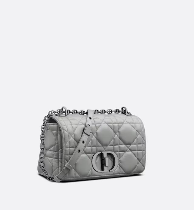 Túi Dior Medium Dior Caro Bag Stone Gray Quilted Macrocannage Calfskin