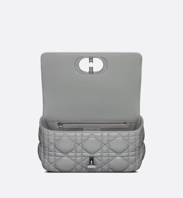 Túi Dior Medium Dior Caro Bag Stone Gray Quilted Macrocannage Calfskin