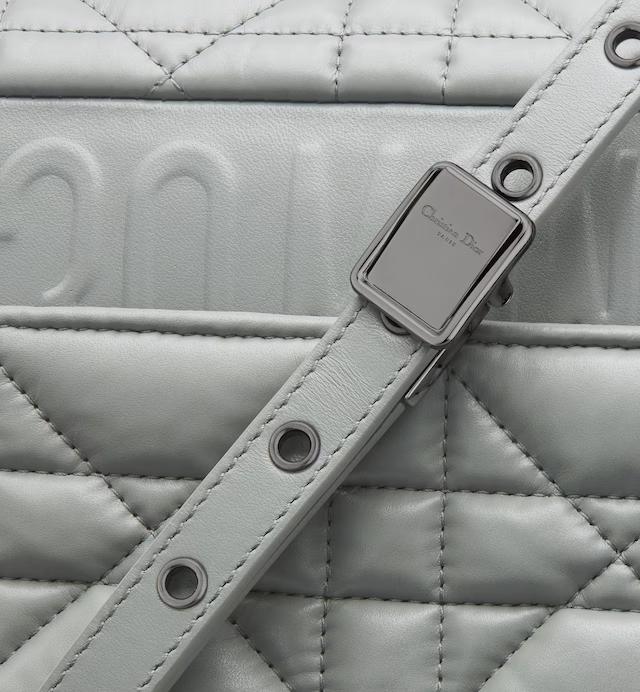 Túi Dior Medium Dior Caro Bag Stone Gray Quilted Macrocannage Calfskin