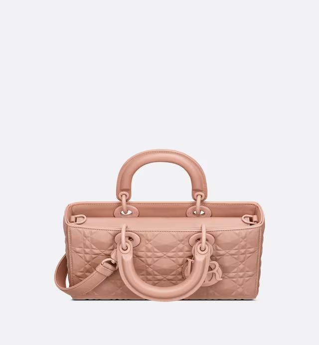 Túi Dior Medium Lady D-Joy Bag Rose Des Vents Cannage Calfskin With Diamond Motif