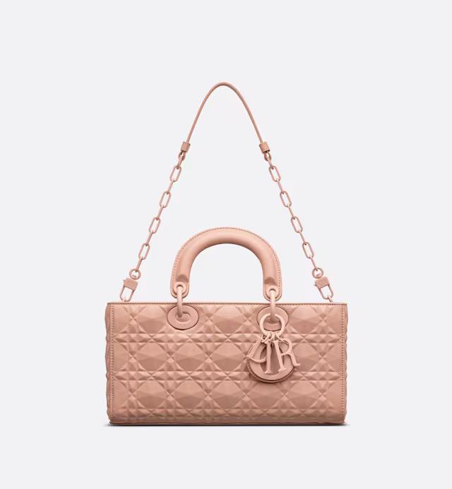 Túi Dior Medium Lady D-Joy Bag Rose Des Vents Cannage Calfskin With Diamond Motif