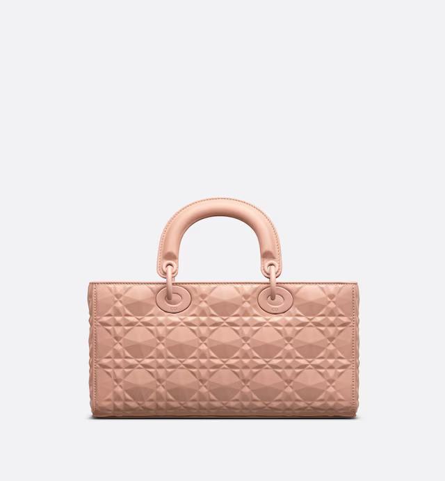 Túi Dior Medium Lady D-Joy Bag Rose Des Vents Cannage Calfskin With Diamond Motif