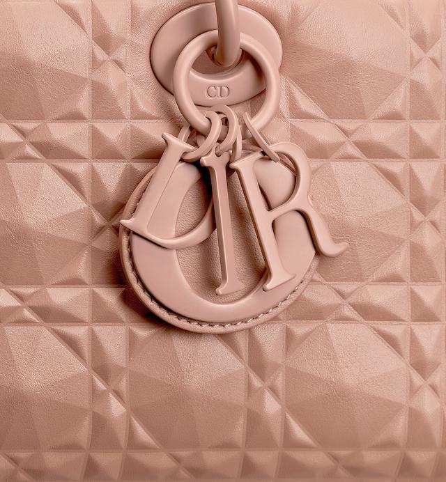 Túi Dior Medium Lady D-Joy Bag Rose Des Vents Cannage Calfskin With Diamond Motif