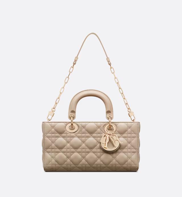 Túi Dior Medium Lady D-Joy Bag Sand-Colored Cannage Lambskin