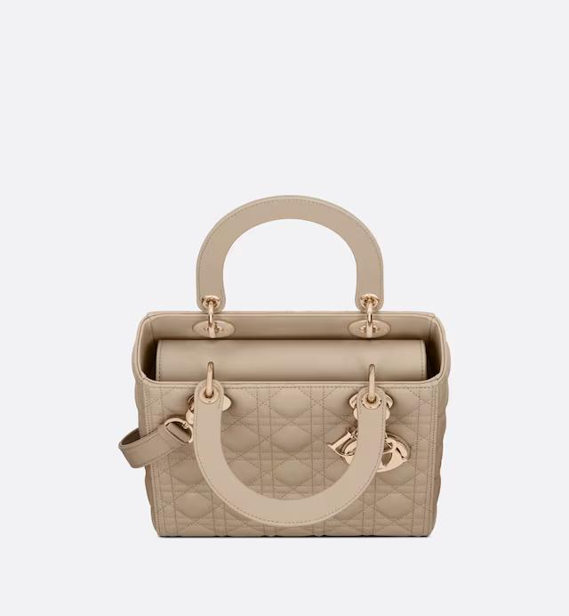 Túi Dior Medium Lady Dior Bag Sand-Colored Cannage Lambskin