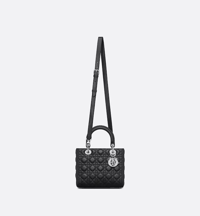 Túi Dior Medium Lady Dior Bag Black Grained Cannage Calfskin