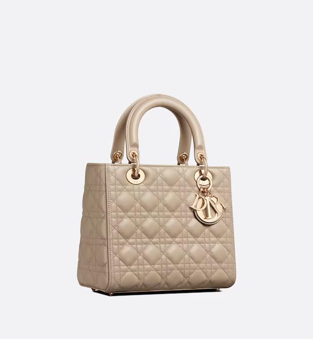 Túi Dior Medium Lady Dior Bag Sand-Colored Cannage Lambskin