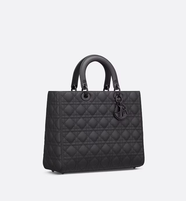 Túi Dior Large Lady Dior Bag Black Ultramatte Cannage Calfskin