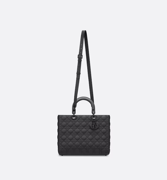 Túi Dior Large Lady Dior Bag Black Ultramatte Cannage Calfskin