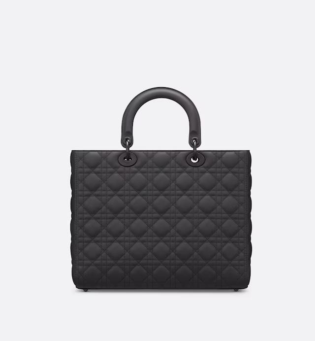 Túi Dior Large Lady Dior Bag Black Ultramatte Cannage Calfskin