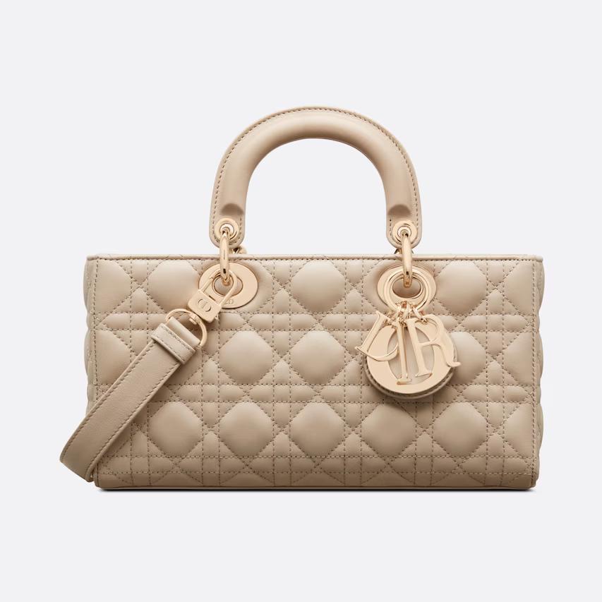 Túi Dior Medium Lady D-Joy Bag Sand-Colored Cannage Lambskin