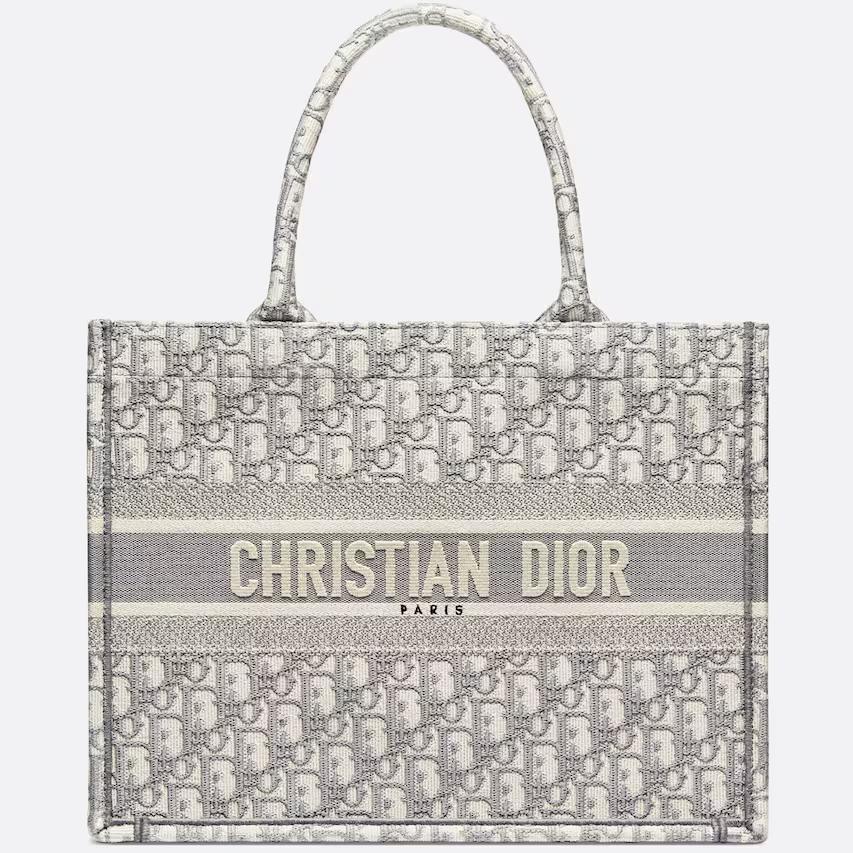 Túi Dior Medium Dior Book Tote Ecru And Gray Dior Oblique Embroidery