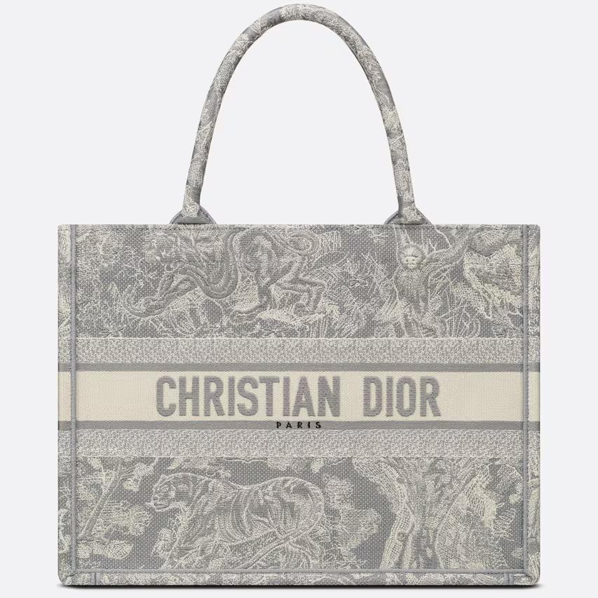 Túi Dior Medium Dior Book Tote Gray And Ecru Toile De Jouy Reverse Embroidery