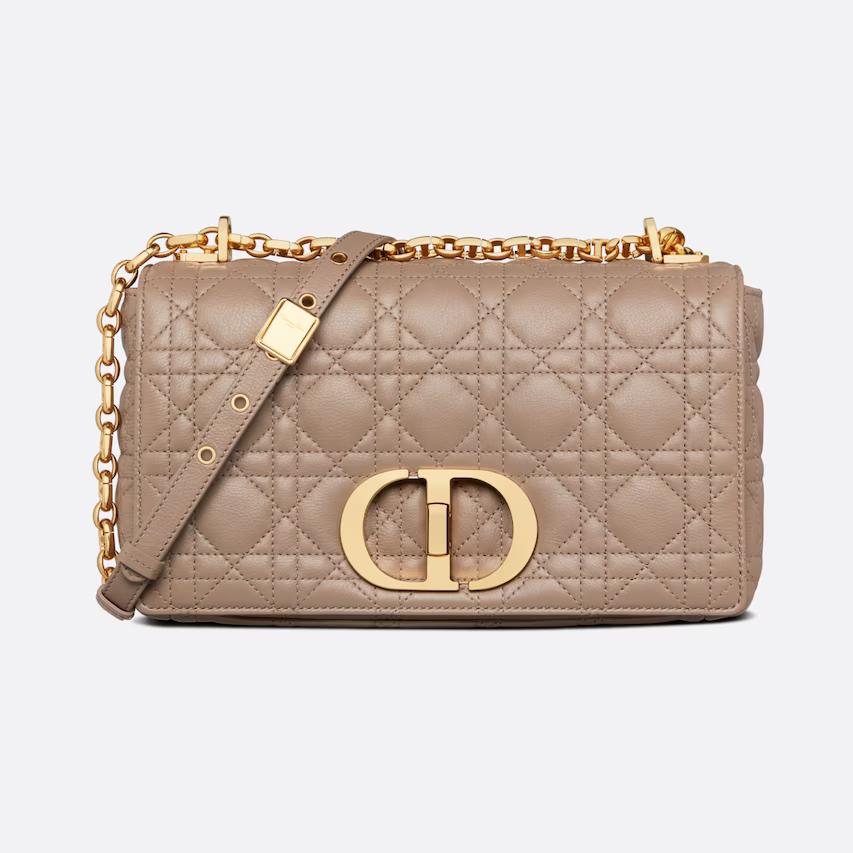 Túi Dior Medium Dior Caro Bag Warm Taupe Supple Cannage Calfskin